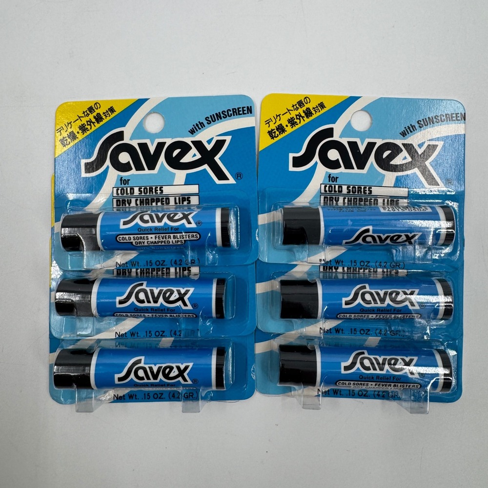 Savex Lip Stick 4.2g [Genuine] Japan Lip Balm 6 Pack .15oz Blue Cold Sore UV‎